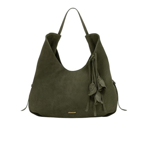 Bolsa Hobo em Couro Camurça | CR-11378 - Verde Musgo