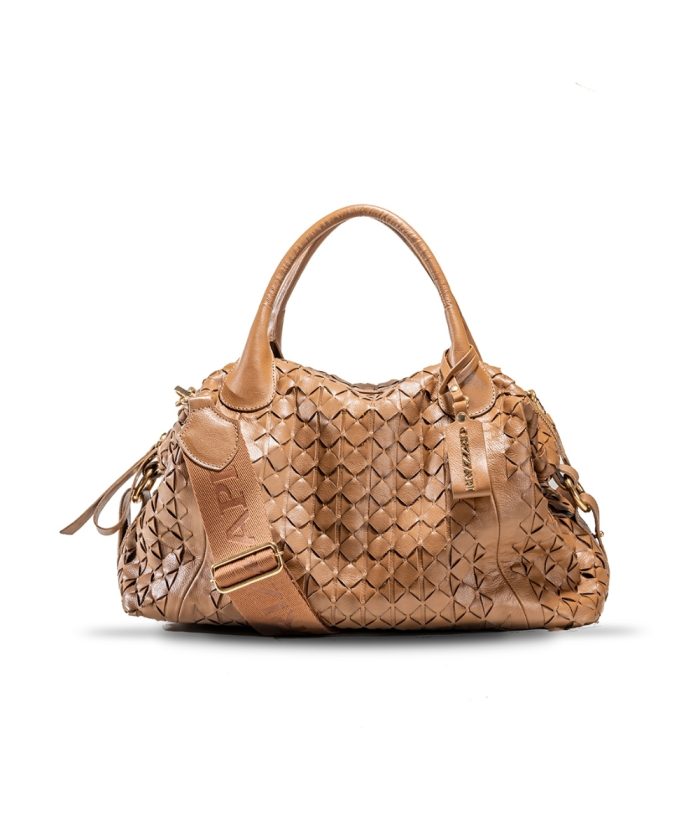 Bolsa Tote Tressê Manual Couro | CR-231 - Caramelo - CRIZZAPI BOLSAS