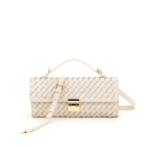 Bolsa Clutch em Couro Tressê | CR-11382 - Marfim