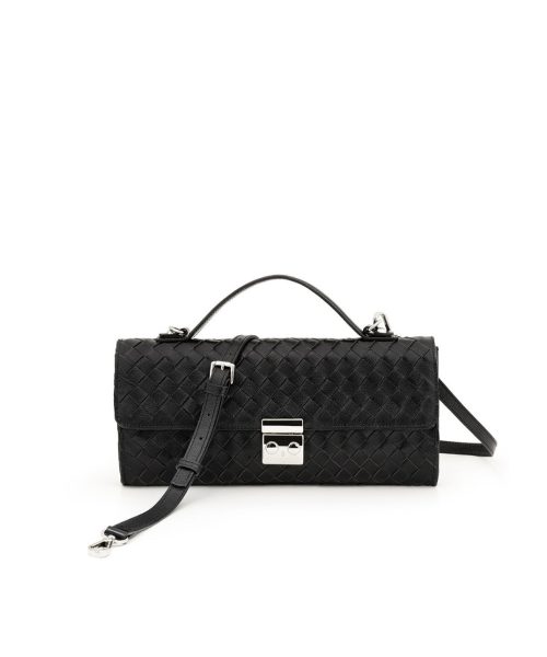 Bolsa Clutch em Couro Tressê | CR-11382 - Preta