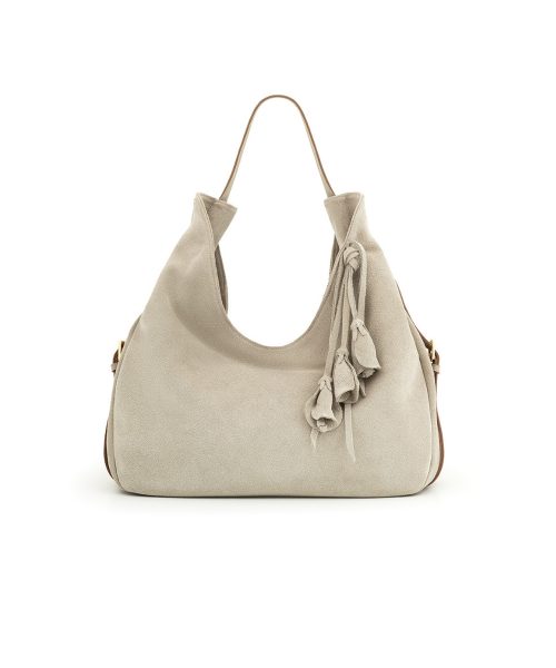 Bolsa Hobo em Couro Camurça | CR-11378 - Marfim