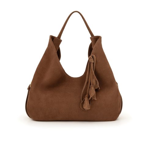 Bolsa Hobo em Couro Camurça | CR-11378 - Marrom