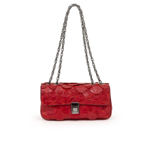 Bolsa em Couro Pirarucu | CR-11389 | Vermelho