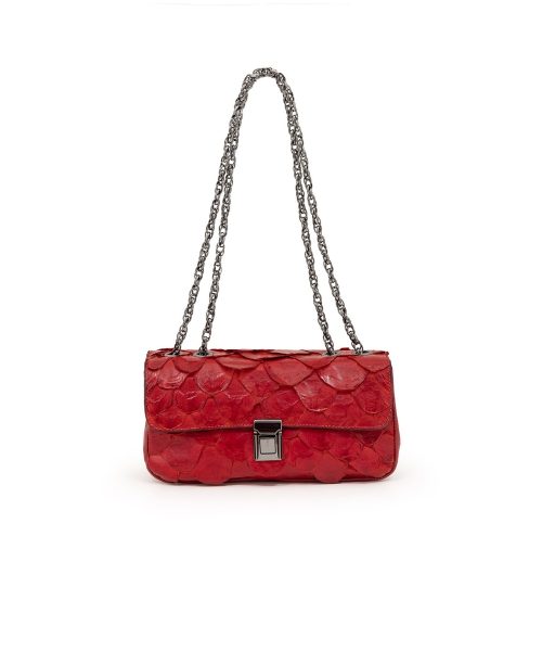 Bolsa em Couro Pirarucu | CR-11389 | Vermelho