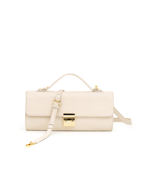 Bolsa Clutch em Couro Liso | CR-11382 - Off White