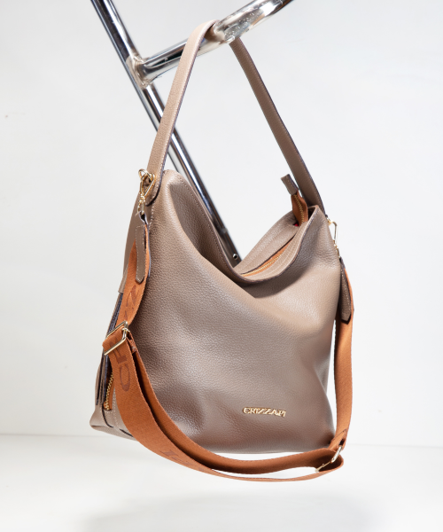 Bolsa Hobo Tiracolo de Couro | CR-1100 - Taupe